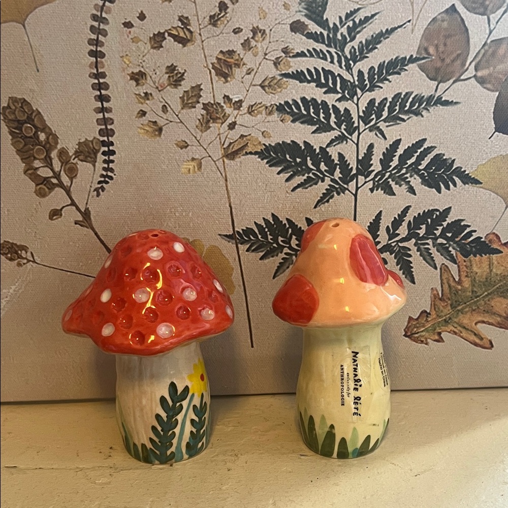 NWT Nathalie Lete Anthropologie Cottagecore Mushroom Salt and Pepper Shakers